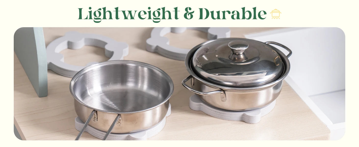 Play Kitchen 10 in 1 Wooden Toy With Appliances & Utensils - Ohberri