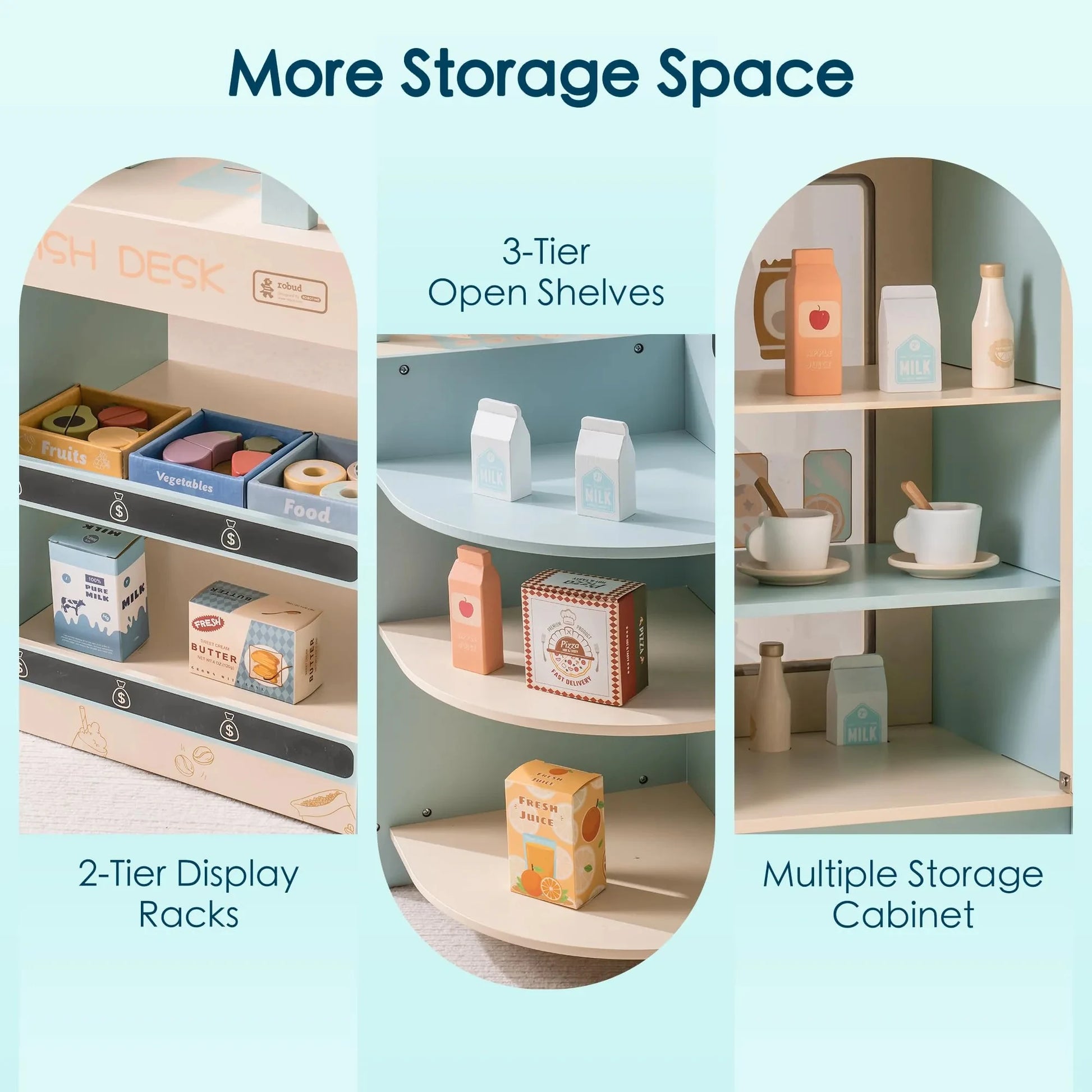 Coffee Shop Play Set with Cash Register Chalkboard Play Food Accessories - Ohberri