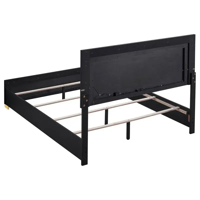 4-Piece LED Twin Bedroom Set in Black with Medial Storage - Ohberri