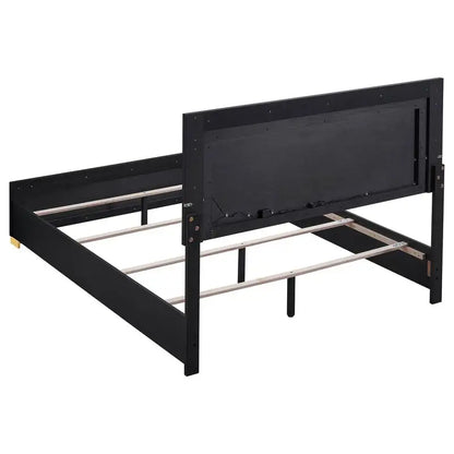 4-Piece LED Twin Bedroom Set in Black with Medial Storage - Ohberri