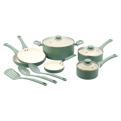 12 Piece Nonstick Aluminum Alloy Cookware Set, Blue Ohberri