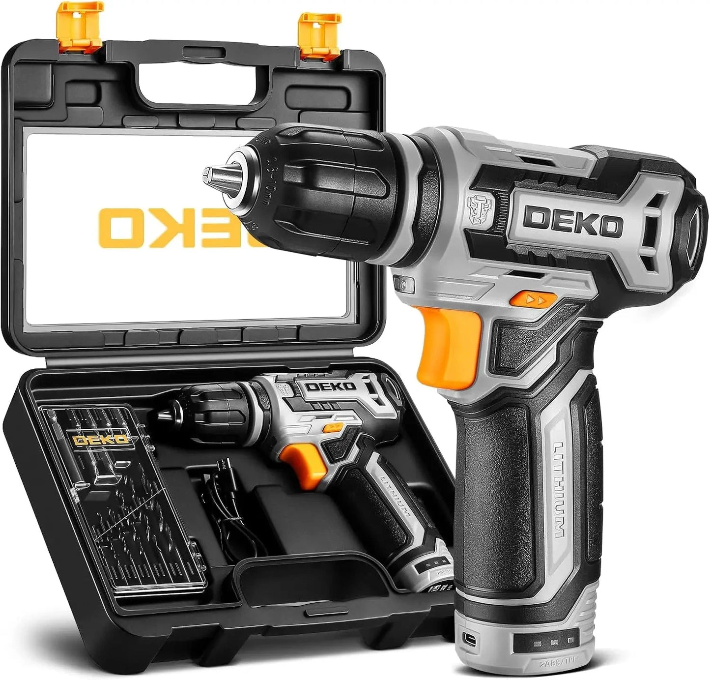 DEKO 12V Power Battery Cordless Drill Set with Small Electric Drills and 3/8-inch Ohberri