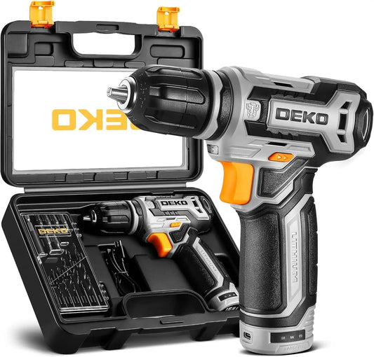 DEKO 12V Power Battery Cordless Drill Set with Small Electric Drills and 3/8-inch Ohberri