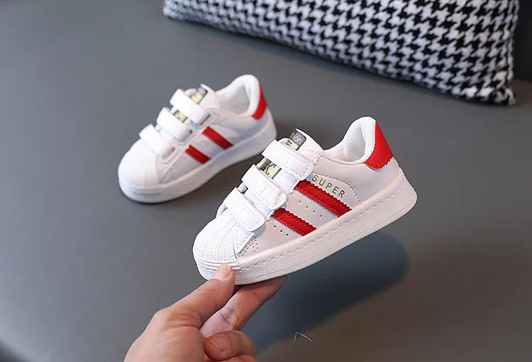 Children's Sneakers Kids Fashion Design White Non-slip Casual Shoes Boys Girls Hook Breathable Sneakers Toddler Outdoor Shoes Ohberri