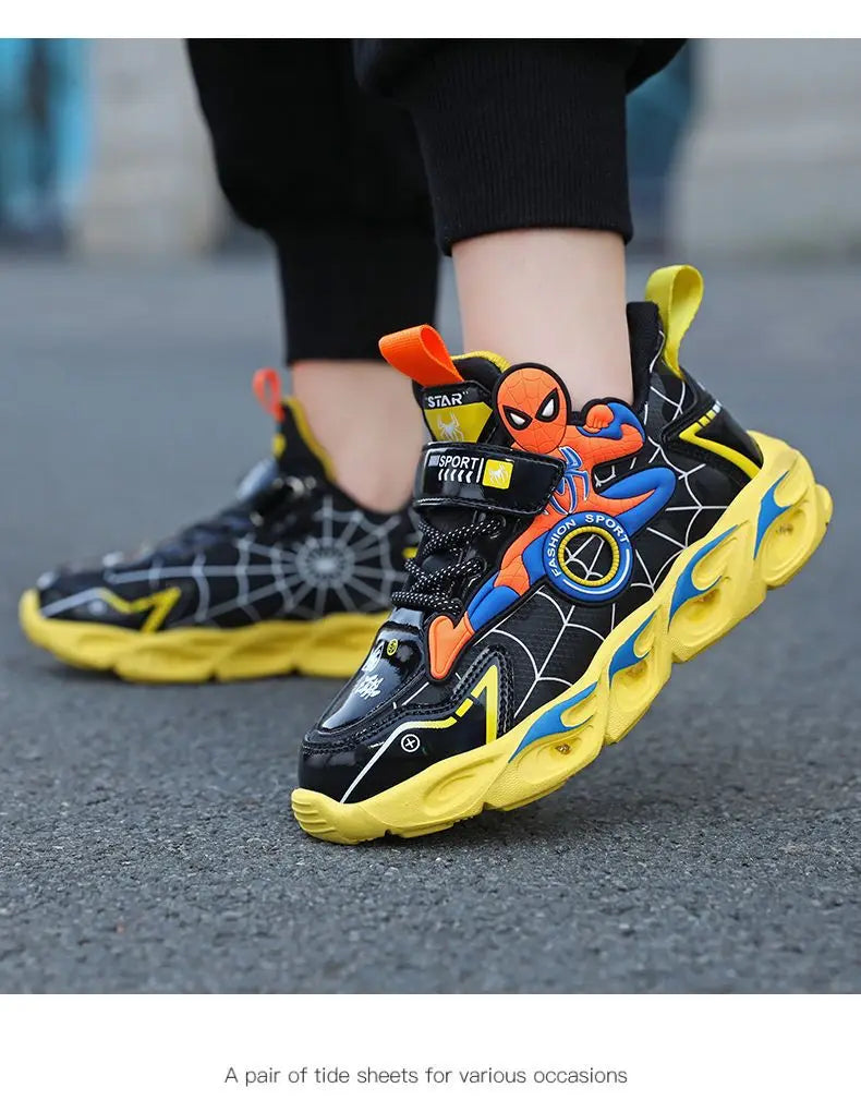 Disney Boys Shoes LED Lights Cartoon Autumn Children's Sports Shoes Leather Non-slip Children's Running Shoes Sneaker Size 25-35 Ohberri