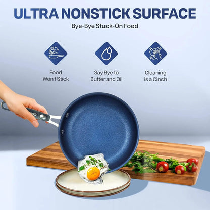 True 20 Pc Pots and Pans Set Non Stick Cookware Set with Deep Square Pan and Bakeware Set, Non Toxic Ohberri