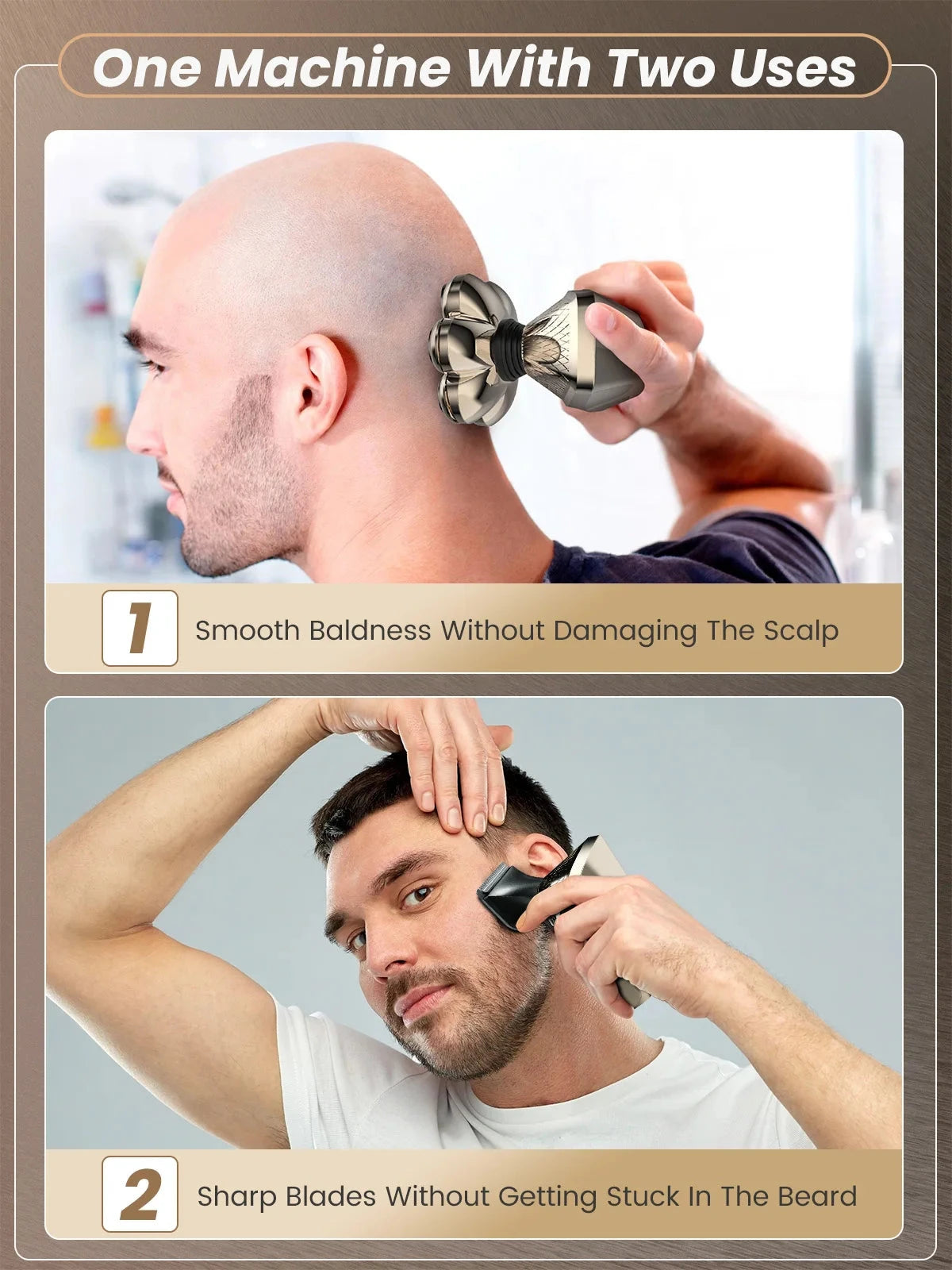5 In 1 Electric Head Shaver for Bald Men 7D Cordless Razor with Hair Trimmer Multifunctional Ohberri