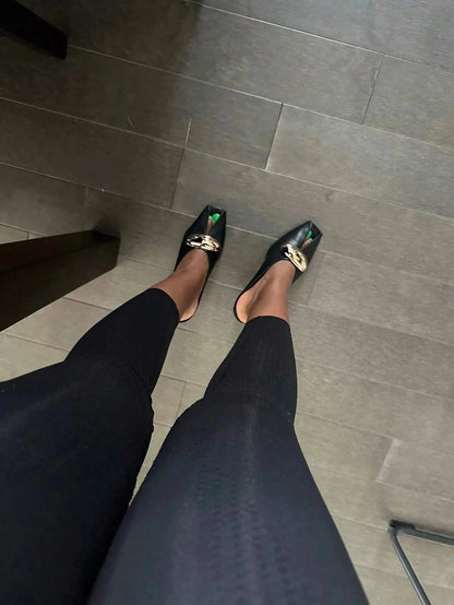 Metal Decoration Stiletto High Heels Slingback Pumps Ohberri