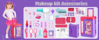Children's 3-in-1 transformable travel suitcase for boys and girls, makeup tools, playhouse toys Ohberri