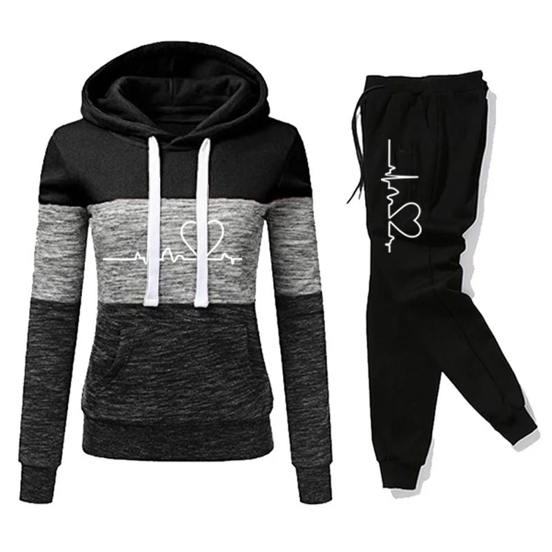 Women Tracksuit Printing Hooded Sweatshirt Sweatpant Ohberri