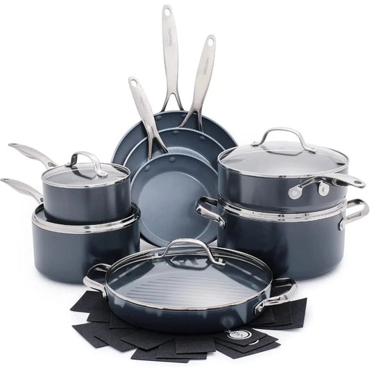 16-Piece Ceramic Nonstick Cookware Set - Induction Compatible Ohberri
