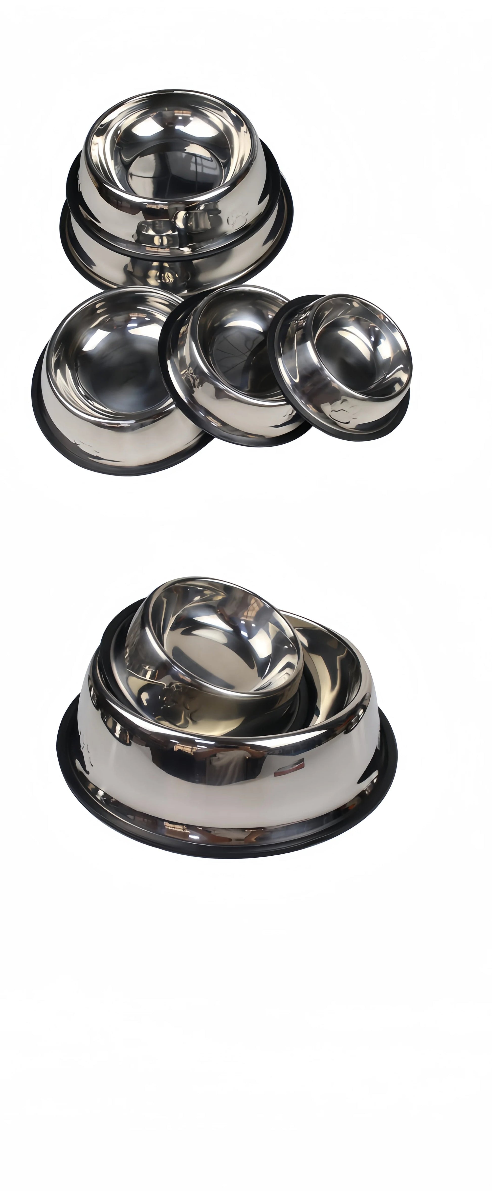 Pet Dog Cat Stainless Steel Bowl Pet Feeding Bowl Cat and Dog Drinking Bowl Metal Feeder Bowl Durable Easy To Clean 6 Sizes Ohberri