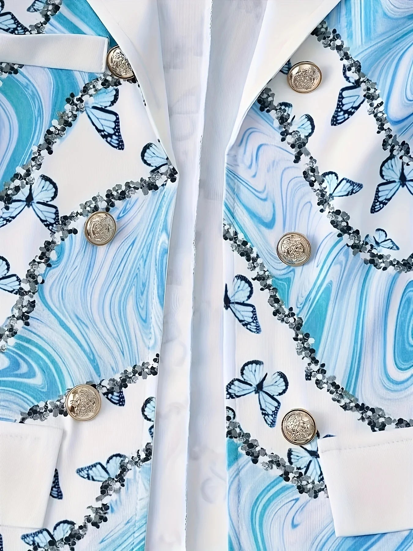 Elegant Butterfly Print Two-Piece Set Ohberri