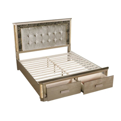 Queen 5PC Bedroom set Made with Wood in Gold - Ohberri