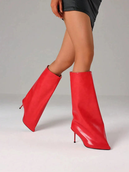 Knee High Slash Flare Boots Ohberri