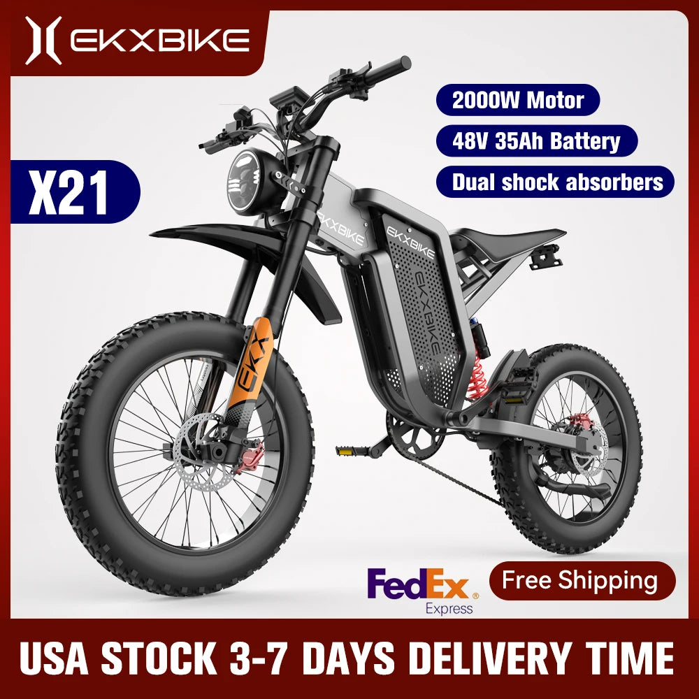 Electric Bike 2000W 48V35AH 55km/h 20“*4.0 Off Road Mountain Ebike - Ohberri
