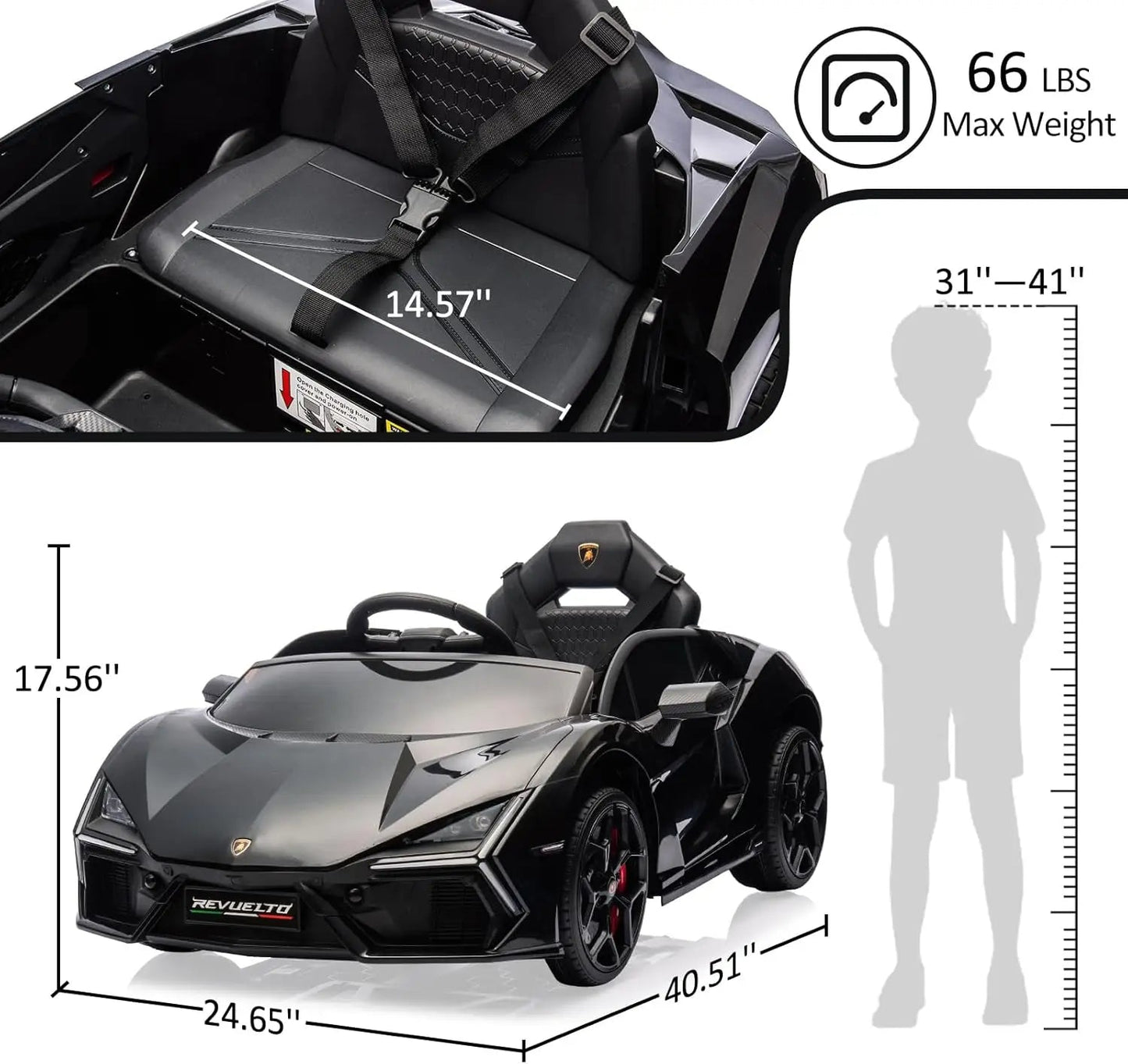 Ride On Car for Kids Licensed Lamborghini Revuelto Electric Vehicle 12V Battery Powered Ohberri
