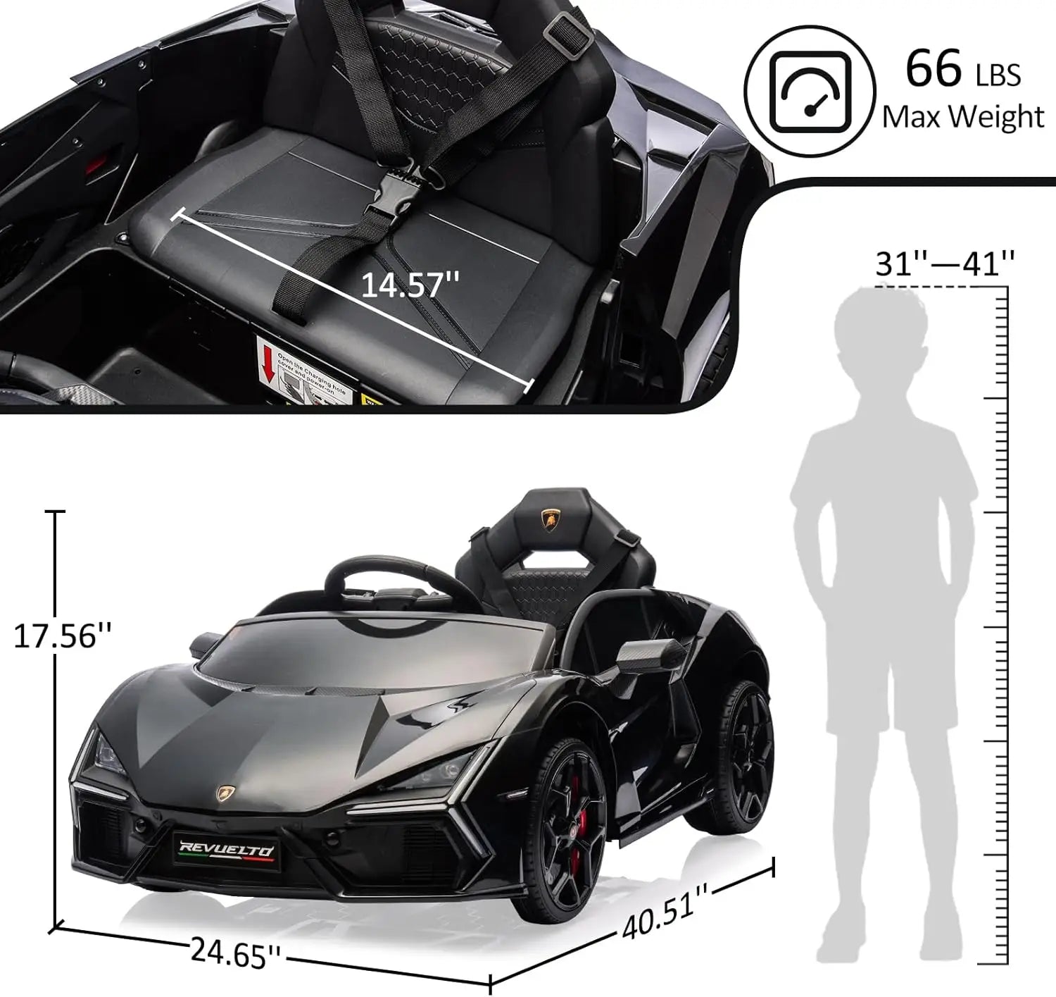 Ride On Car for Kids Licensed Lamborghini Revuelto Electric Vehicle 12V Battery Powered Ohberri
