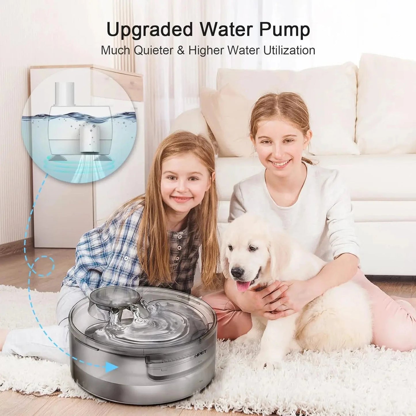 Pet Fountain, 170oz/1.3Gallon/5L Large Automatic Water Dispenser Ohberri
