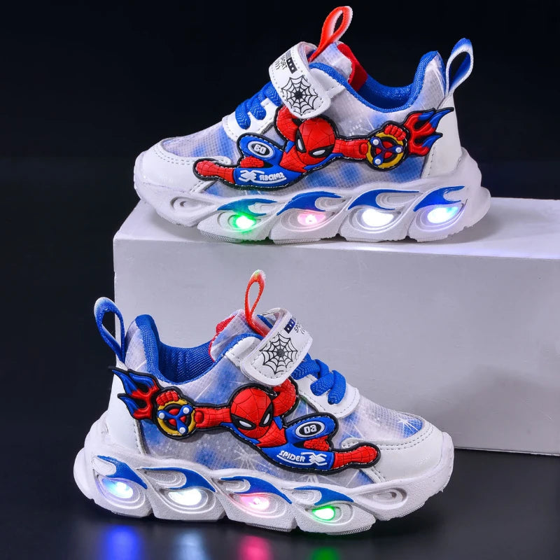 Disney Fashion Spiderman Baby Boys Sneakers Spring/autumn Children's Shoes Lighted Sneaker Trendy Kids Boy Sports Casual Shoes Ohberri