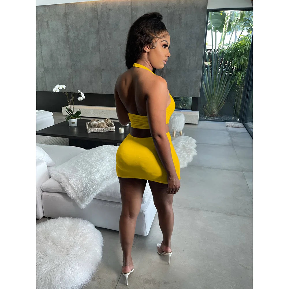 Short skirt sexy sleeveless hollow out dress Ohberri