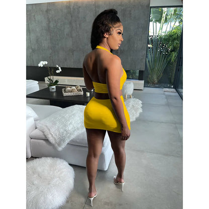 Short skirt sexy sleeveless hollow out dress Ohberri