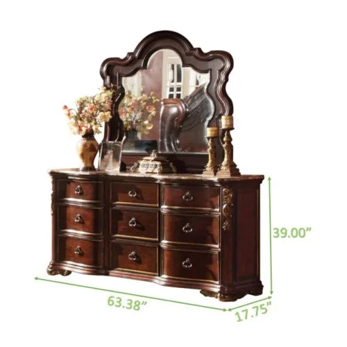 Traditional style King 5pc Bedroom set made with wood in Dark Walnut - Ohberri