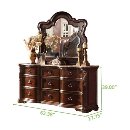 Traditional style King 5pc Bedroom set made with wood in Dark Walnut - Ohberri