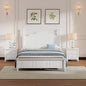 Full Size Wooden Platform Bed with 2 Nightstands, White 3-Piece Bedroom Set - Ohberri