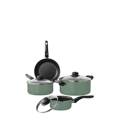 7 Piece Nonstick Cookware Set Lightweight Aluminum Pots and Pans Dishwasher Safe Easy Cleanup Cooking Essentials Beginners and Ohberri