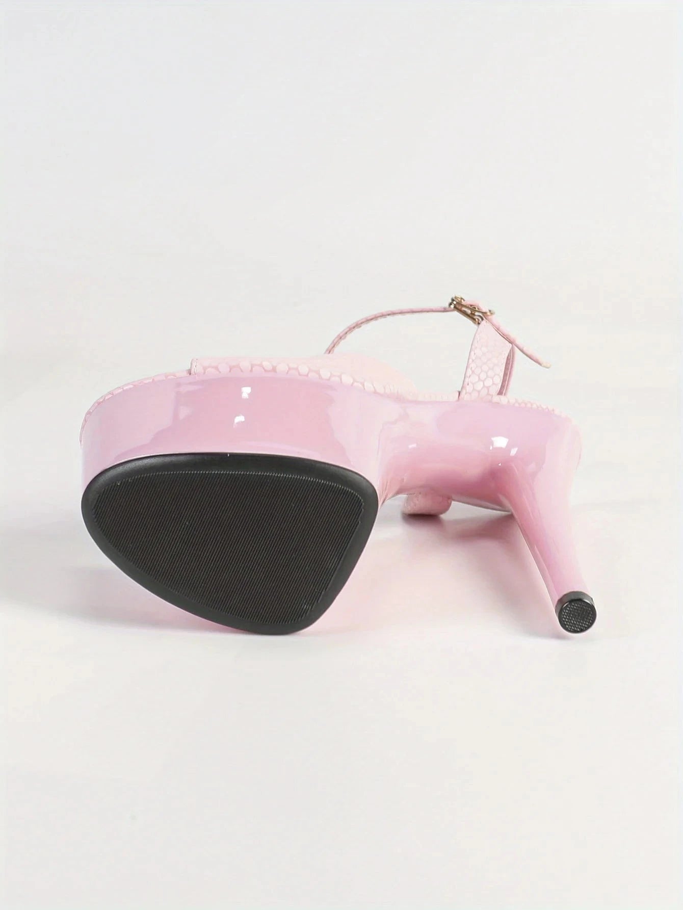 Black Waterproof Stiletto High Heels 6.69inch Platform Stone Pattern Ohberri