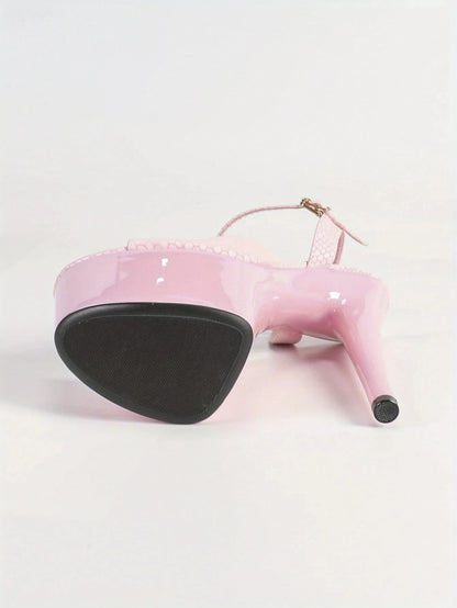 Black Waterproof Stiletto High Heels 6.69inch Platform Stone Pattern Ohberri