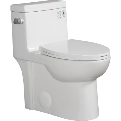 1.28 GPF Single-flush One Piece Toilet, Water-Saving Elongated Ohberri