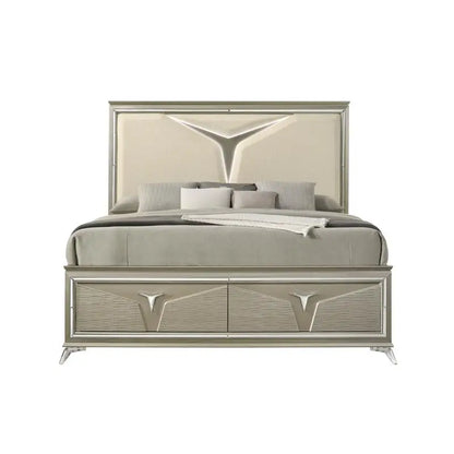 Modern King 5PC Bedroom Set with Wood Construction & LED Headboard Lighting - Ohberri