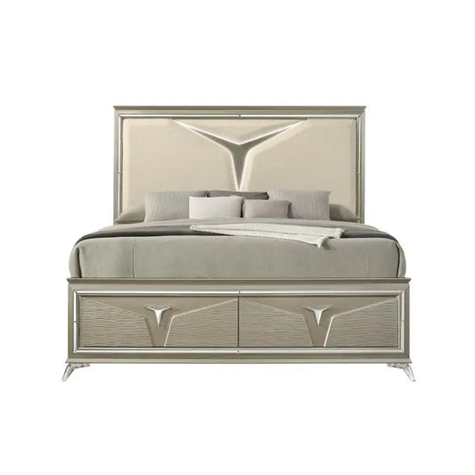 Modern King 5PC Bedroom Set with Wood Construction & LED Headboard Lighting - Ohberri