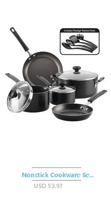 18-Piece Stainless Steel Nonstick Cookware Set Gray Tempered Glass Lids Ohberri