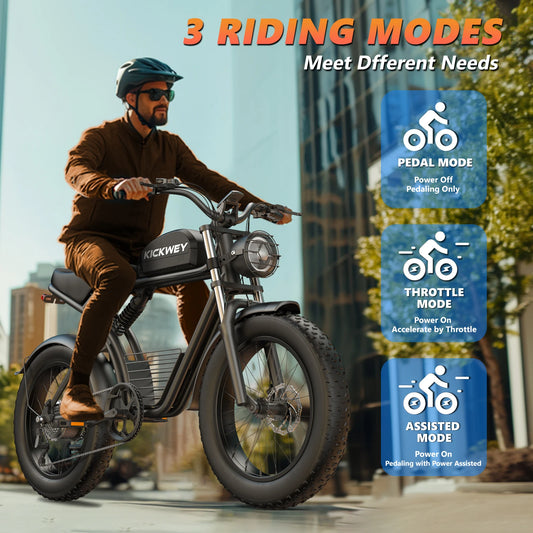 Electric bike 1500W Motor 48V 23AH 20 Inch Fat Tire 32MPH 7-Speed - Ohberri
