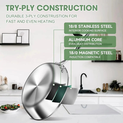 Stainless Steel 11-Piece Cookware Set with Lids Non-Toxic, Induction Ohberri