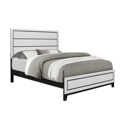 5PC Full Bedroom Set in Mirage White - Modern Bed, Nightstands, Dresser & Mirror - Ohberri