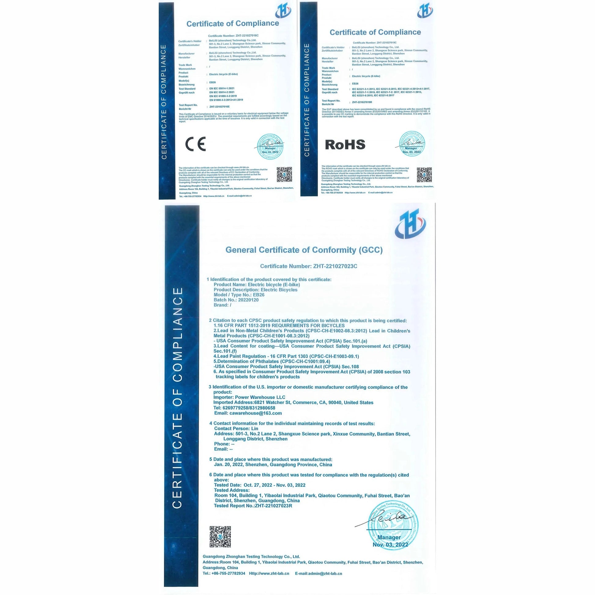 Electric Bike 1000W Motor 48V 20AH 20“ Tire - Ohberri