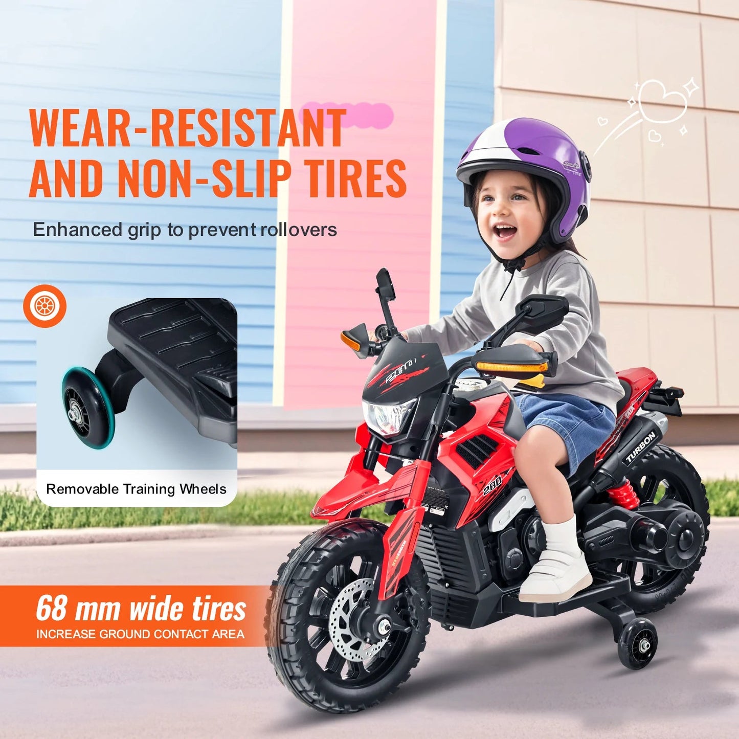 6/12V Children's Electric Car Kids Ride On Motorcycle with Detachable Wheel Headlight Ohberri