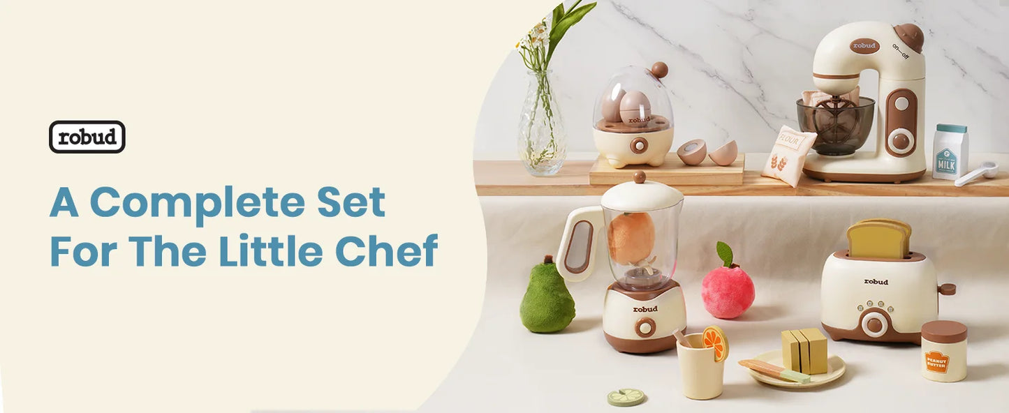 Wooden Toy Kitchen Set Play Kitchen Blender with Realistic Sounds - Ohberri