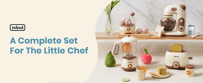 Wooden Toy Kitchen Set Play Kitchen Blender with Realistic Sounds - Ohberri