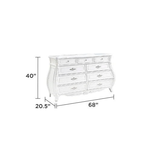 Modern Style 5 Pc King Bedroom Set Made with Wood in Pearl White - Ohberri