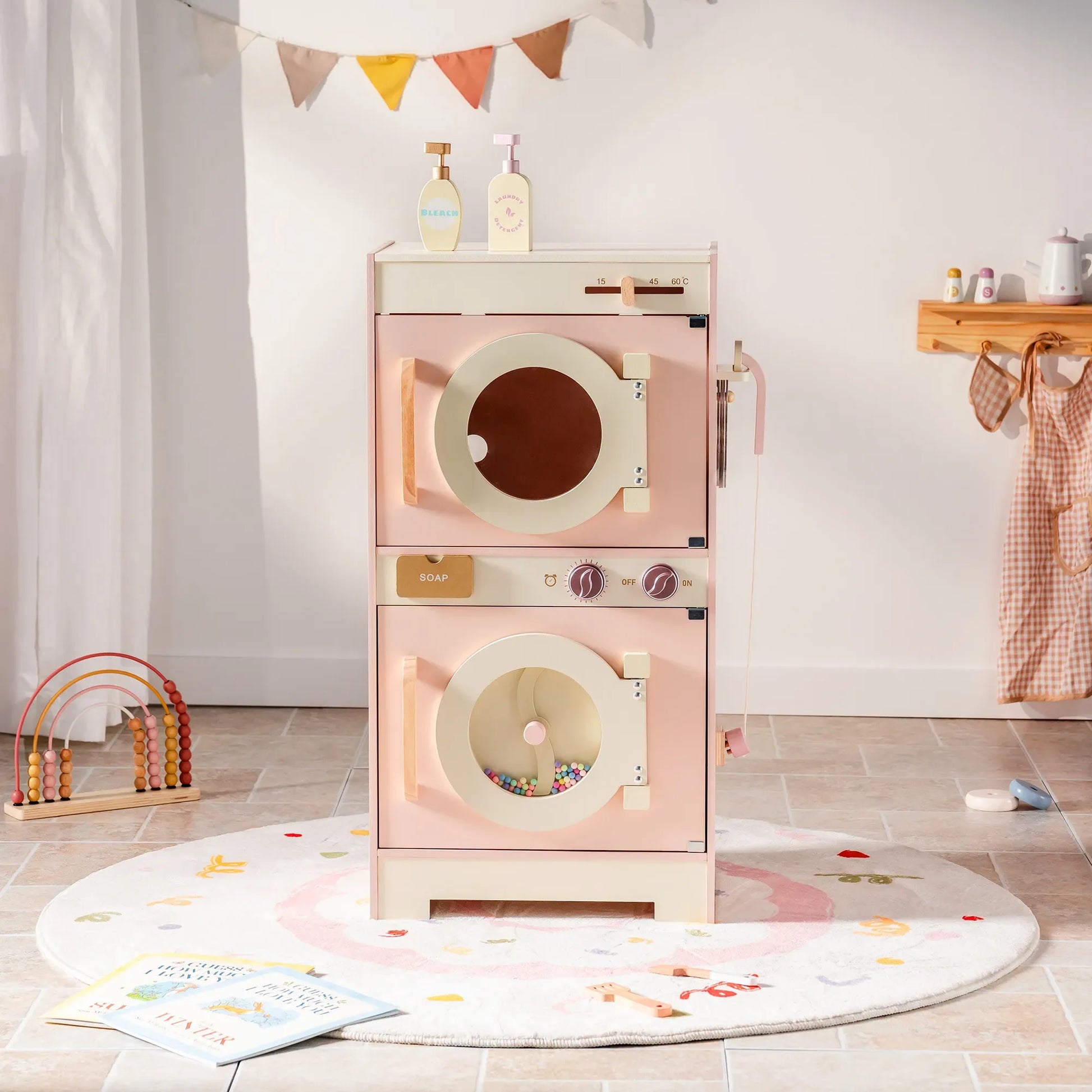 Kitchen Play set with Realistic Sound Pretend Play Gift for Boys Girls Pink - Ohberri