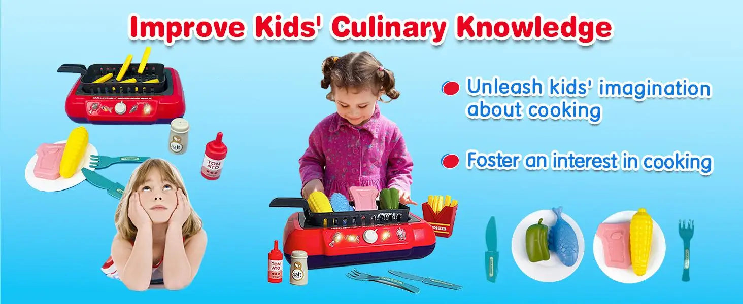 Color Changing Kids Food Fryer Pretend Play Set - Ohberri