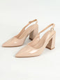 Women's Slingback Closed Toe Block Chunky Low Heel Pumps Ohberri
