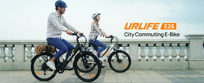Peak 750W E26 Electric Bike 26x2" Commuter Tires 48V 10.4Ah 20MPH Speed 7-Speeds LCD Display - Ohberri