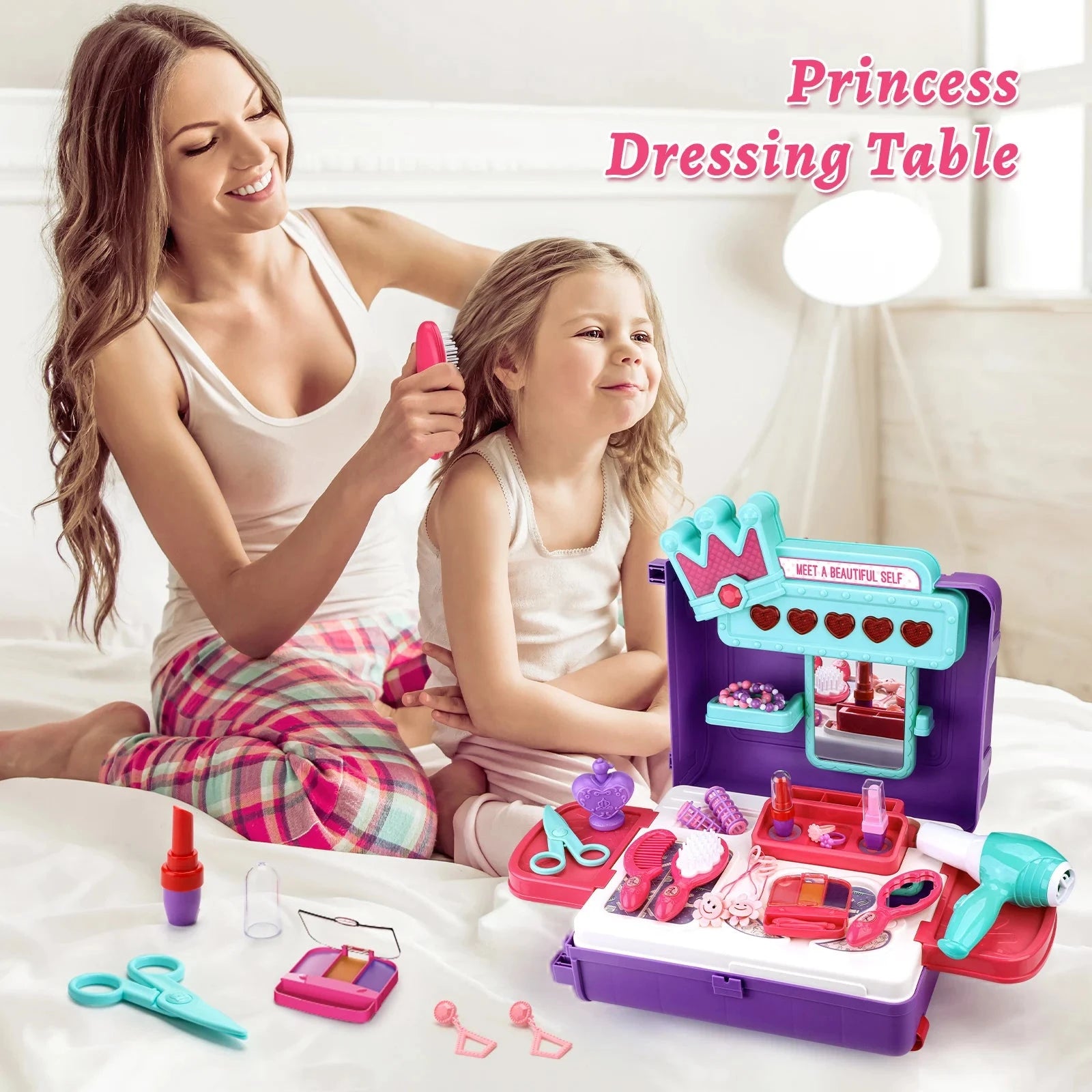 Children's 3-in-1 transformable travel suitcase for boys and girls, makeup tools, playhouse toys Ohberri