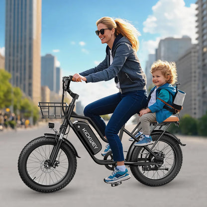 Electric Bike 20'' 1500W Up to 50 Miles 32MPH with 48V 20AH - Ohberri